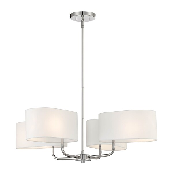 Designers Fountain Midtown 4 Light Modern Polished Nickel with White Fabric Shades Chandelier For Dining Rooms D253M-4CH-PN - main